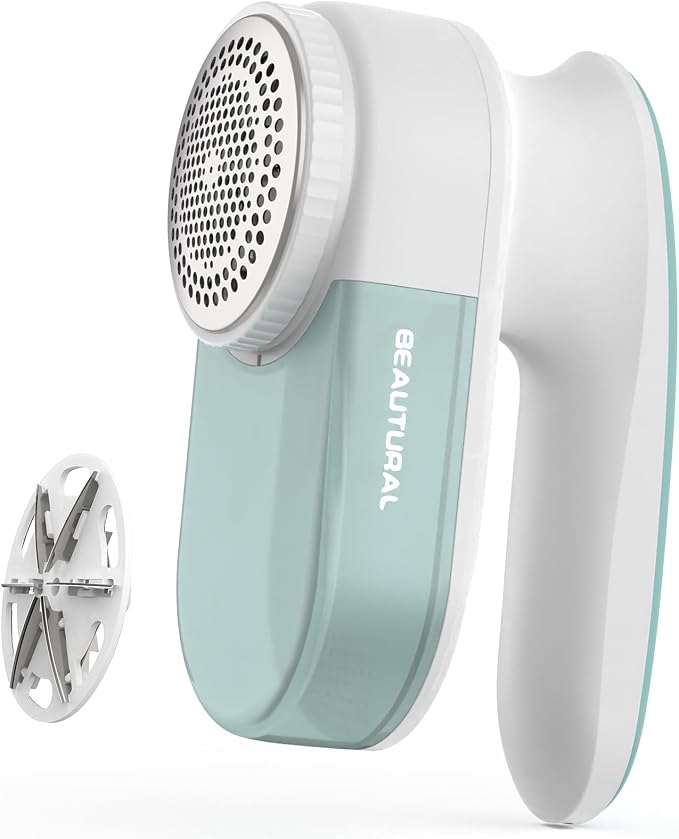 BEAUTURAL Fabric Shaver and Lint Remover, Portable Sweater Defuzzer | 2 Speeds, 1 Replaceable 6-Leaf Blade, Remove Fuzz, Lint Balls, Pills, Bobbles for Clothes and Furniture