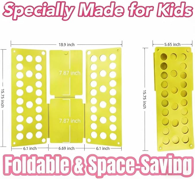 Toddler Small Clothes Folding Board for 2-8 Years - Foldable Home Laundry Storage Organizer, Space-Saving Folding Tool for Toddler Wardrobe, Black (Toddler Exclusive, Not for Adults) (Yellow)