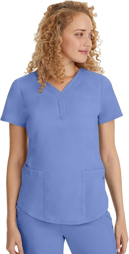 Healing Hands Purple Label Jane Scrub Top for Women Y-Neck Design | 2 Patch Pockets, Slim Fit Side Vents, Fitted Shirttail Silhouette, Breathable Comfort, Easy Care Fabric, Made for Every Shift