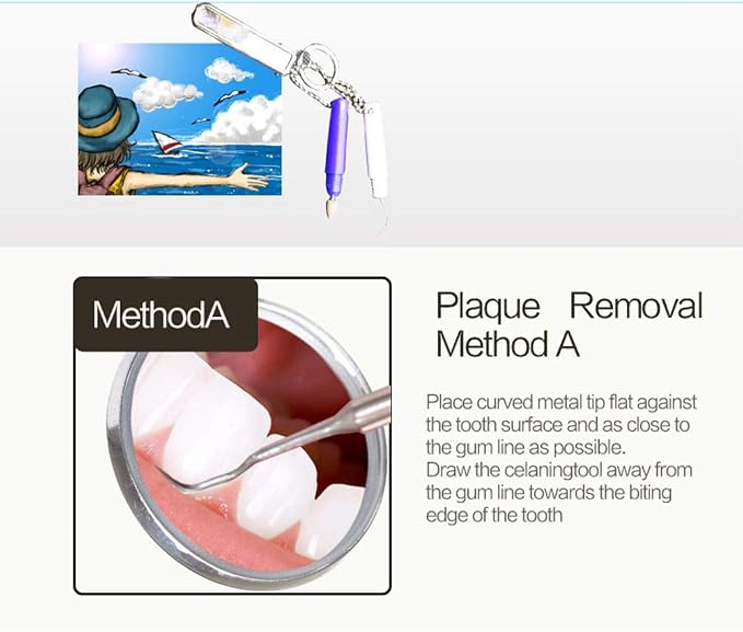 2pcs Portable Oral Dental Tooth Hook Hygeine Cleaning Molars Tool Teeth Stains Remover Plaque Remover