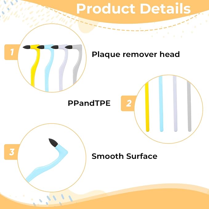 4 Pcs Tooth Stain Eraser Removers Dental Plaque Tartar Eraser Polisher Professional Dental Picks Tooth Stain Remover Tool for Teeth Whitening Polishing Adult Oral Care (White/Gray/Yellow/Blue)