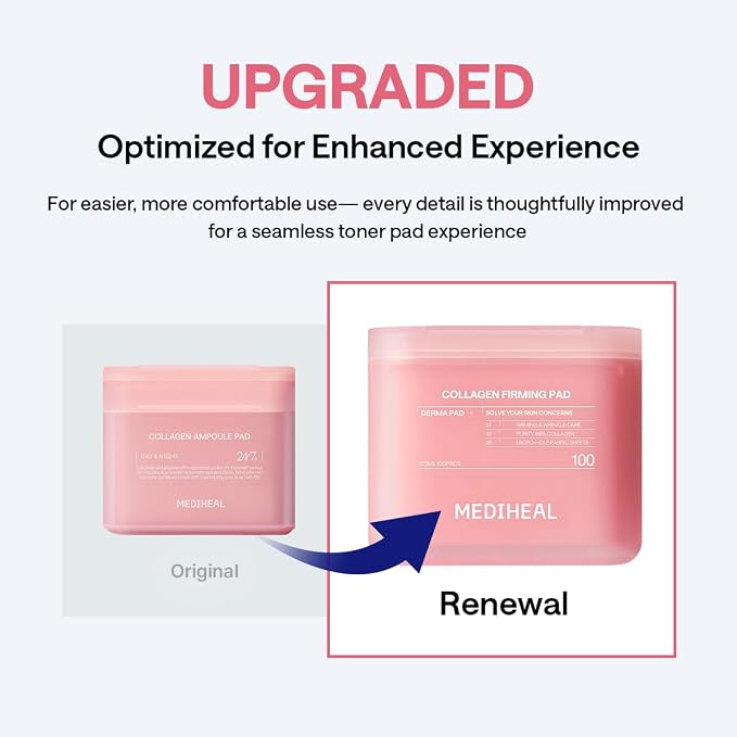 MEDIHEAL Retinol&Peptide Toner Pads, Skin Firming (100 Count) | with Retinol & 6 Peptide Complex | Firming & Wrinkle Care | Plastic-Free Vegan Pads | Korean Derma Toner Pads