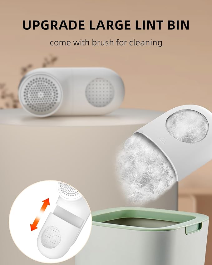 Fabric Shaver Lint Remover for Clothes, Portable Sweater Defuzzer | Rechargeable with LED Display, 3 Speeds, 2 Extra 6-Blade Heads, Removes Lint, Fuzz Fabric Pills from Clothing and Fabrics