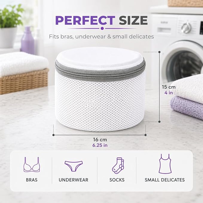 Laundry 360 Mesh Laundry Bags for Delicates - 2 Pack Sanitized Bra Wash Bags White Color | Lingerie Wash Bags | Protective Delicate Laundry Bags