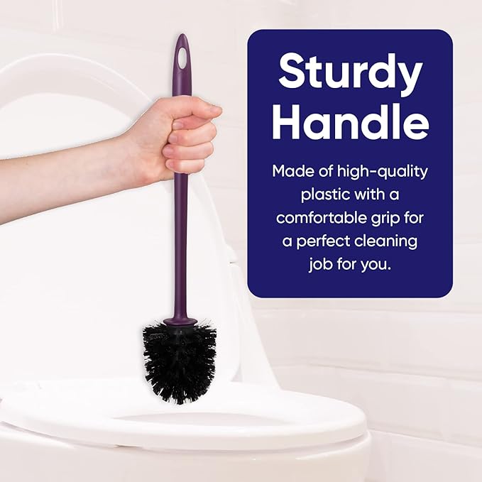 Toilet Brush Cleaner and Holder Purple 2 Pack Toilet Bowl Cleaner Brush with Scrubbing Wand, Brush and Storage Caddy for Easy Bathroom Cleaning
