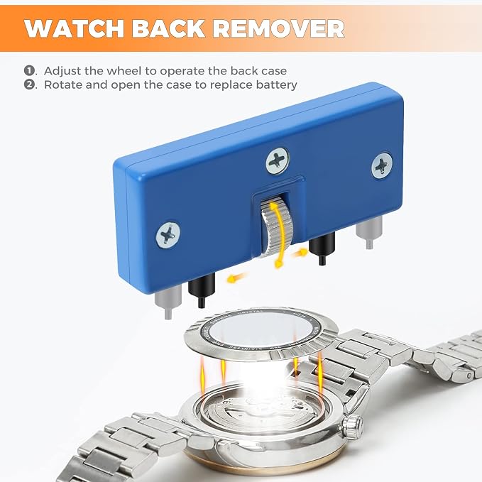 Watch Repair Kit, Professional Watch Battery Replacement Tool Watchband Link & Back Remover Spring Bar Repairing Tool Kit (122)