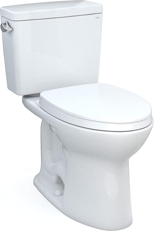 TOTO Drake Two-Piece Elongated 1.28 GPF Universal Height TORNADO FLUSH Toilet with CEFIONTECT and SoftClose Seat, WASHLET+ Ready, Cotton White - MS776124CEFG#01