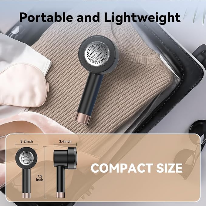 Rechargeable Fabric Shaver for Clothes: 6-Leaf Blades & 3 Speeds to Remove Pilling, Fuzz & Lint Balls - with LED Display, Portable Electric Lint Remover for Sweater, Couch, Blanket, Furniture