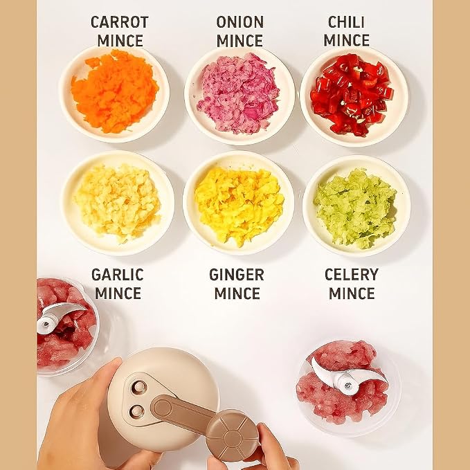 Manual Food Processor with 3-Speed Adjustable Crank,Hand Crank Food Chopper - Manual Multifunctional Portable Kitchen Gadget for Mincing Garlic, Vegetables, and Nuts