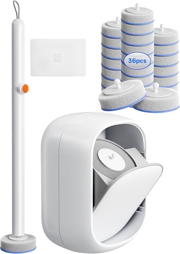 Disposable Toilet Cleaning System - Toilet Wand Kit with 36 High-Performance Refills, Wall Mounted Toilet Brush and Holder for Deep Cleaning Bathroom (Toilet Brush+36 Refills)