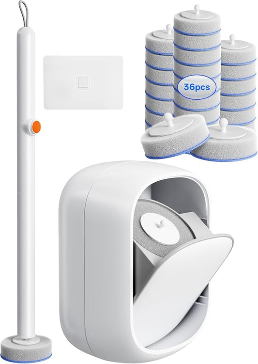 Disposable Toilet Cleaning System - Toilet Wand Kit with 36 High-Performance Refills, Wall Mounted Toilet Brush and Holder for Deep Cleaning Bathroom (Toilet Brush+36 Refills)