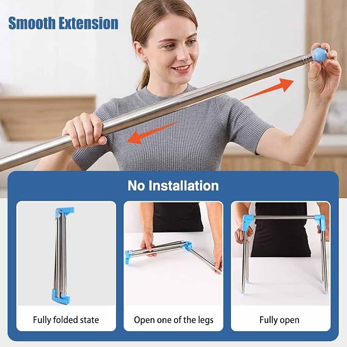 Portable Mini Clothes Compact Rack for Camping, Collapsible and Foldable Clothing Rack for Small Spaces, No-Installation Garment Rack for Indoor Outdoor Laundry Drying (Blue)