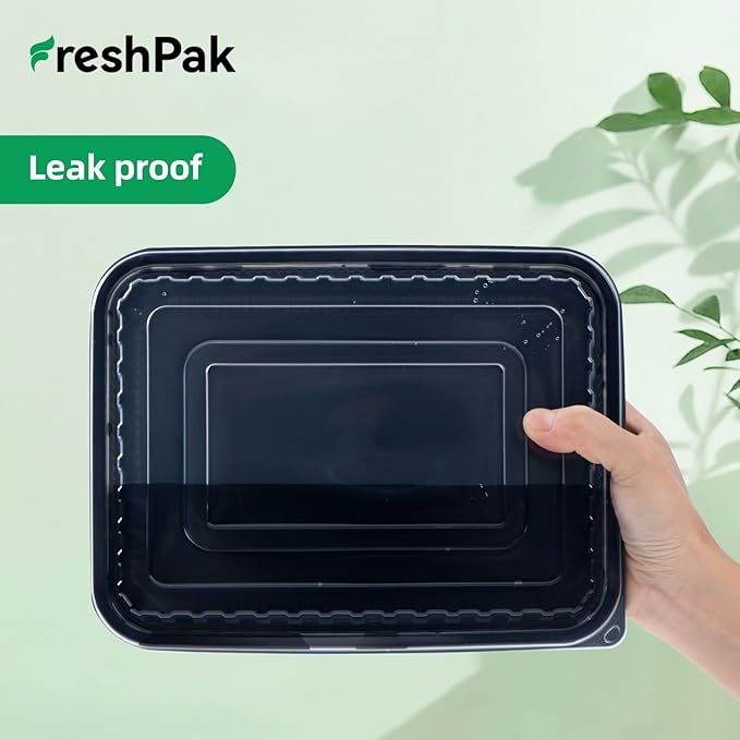 40-Pack 48oz Meal Prep Containers - Shrink Wrap Ready To Use | Large Leakproof Single Compartment To Go Boxes | BPA-Free, Microwave & Freezer Safe | Heavy-Duty Catering & Leftover Storage