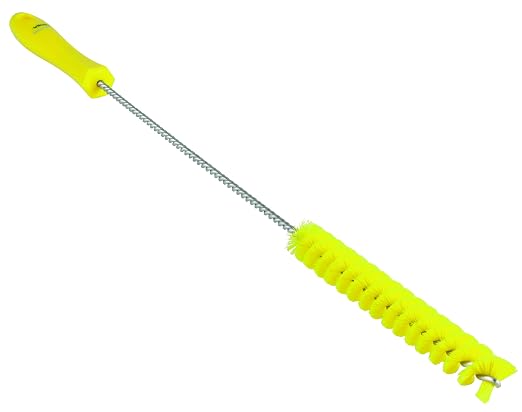 Vikan 3/4" W Tube and Valve Brush, Medium, 14 in L Handle, 5 57/64 in L Brush, Yellow 53766-1 Each