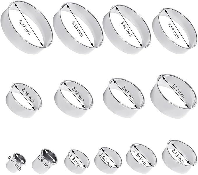 14 PCS Circle Cookie Cutters, Stainless Steel Biscuit Cutter Set(Silvery)