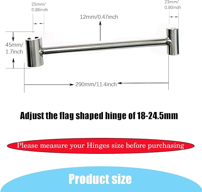 Door Hinge Gap Adjusting Wrench Tool, Upgraded Rolled Steel Doors Hinge Adjustment Tool, 23-25mm Hinges Gap Adjusting Wrench for Safety Doors, Fire Doors, Light Sliver