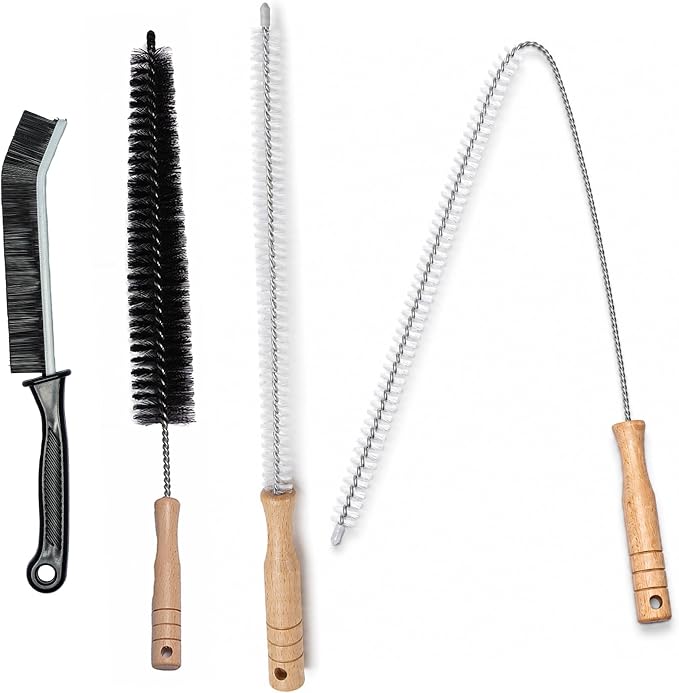 4 Pack Drain Cleaning Brush Set, Flexible Sink and Shower Drain Brush, Refrigerator Coil Radiator Brush, Thin Crevice Cleaning Brush for Bathroom, Kitchen, Vents and Tight Spaces