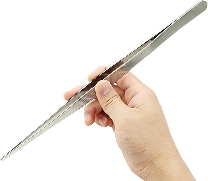 2Pcs 12 Inch Kitchen Tweezers Tongs, Cooking Tweezers, Chef Tweezers professional, Long Handle Food Tweezers, Stainless Steel Tweezers for Culinary, Bar, BBQ, Plating
