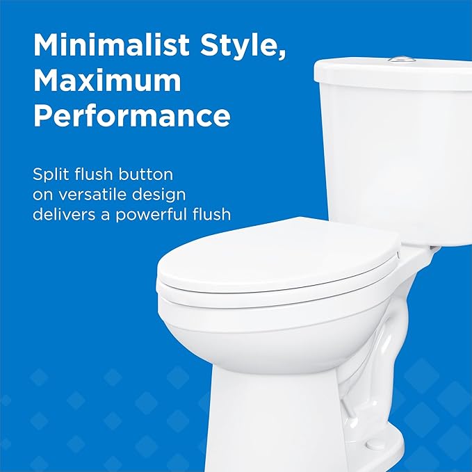 Gerber Maxwell Select Elongated Dual-Flush 1.0/1.28 GPF Two-Piece Toilet, ADA Chair Height, 12-in Rough-In, High Efficiency, Soft-Close Seat & Install Kit with Wax Ring, White, GRD49210E