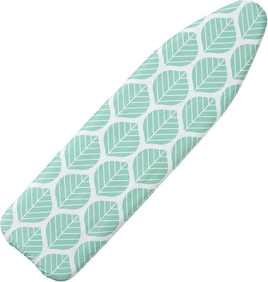 Seiritex Ironing Board Cover and Pad, Standard Size 15 x 54, Thick Padding with Elasticized Edges, Heat Reflective with Hook and Loop Fasteners, 3 Layers Iron Board Cover (Green Leaf)