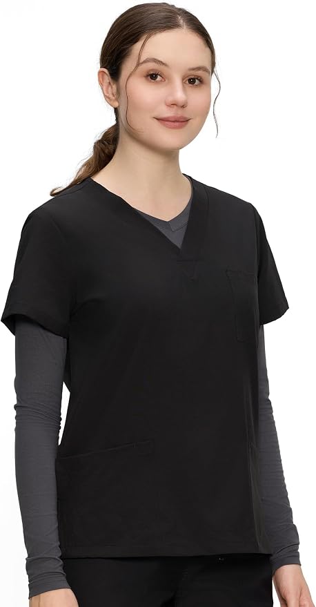 COZYFIT Women’s Underscrub Tee, V-Neck Long Sleeve Undershirt | Soft & Easy Care Fabric, Slim Fit, Smooth Touch, Comfort V-Neck Tee, Machine Wash, Multiple Sizes for Choose