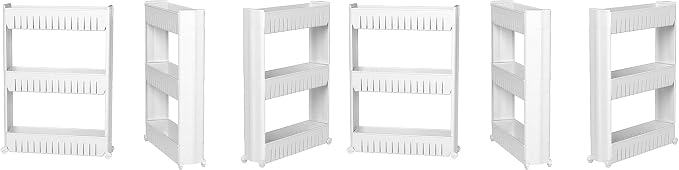 Modern Home Narrow Sliding Storage Organizer Rack - Laundry/Bathroom/Kitchen Portable Storage Shelves