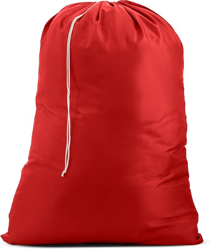 Handy Laundry Extra Large Heavy Duty Laundry Bag – Durable Nylon, Locking Drawstring, Machine Washable, Fits Hamper or Basket, Travel & Dorm Essentials, Holds Up to 3 Loads (Red) | 30"x40" XL Nylon Laundry Bag, Locking Drawstring, Machine Washable, Hea...