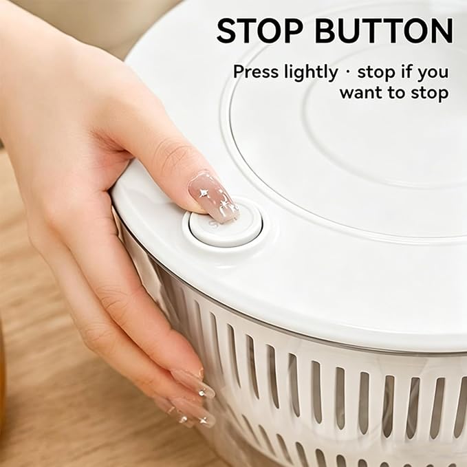 Ceruaxb Salad Spinner Chopper Large with 5 Blades Slicer, Vegetables Fruits Wash Bowl, Lettuce Spinner and Dryer, Egg Yolk Strainer Slicer Shredder for Kitchen Colander, 5.3 Qt, White