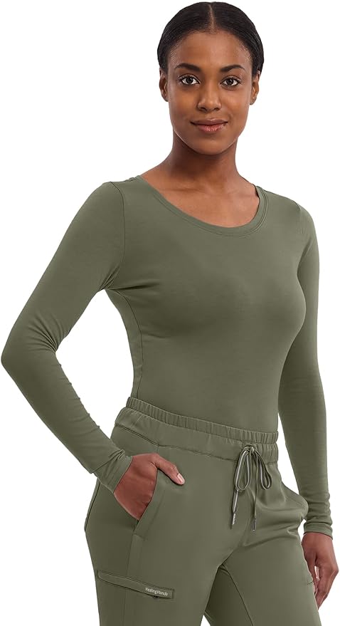 Healing Hands Underscrub Long Sleeve Women Knits Scrub Tops | Soft Cotton Blend Knit, Breathable Stretch Comfort, Machine Wash, Easy Care Fabric, Ideal For Layering Under Scrubs