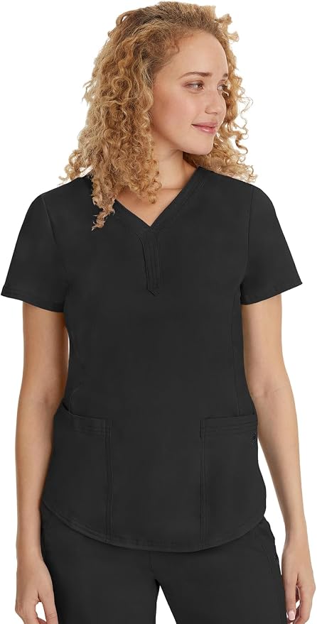 Healing Hands Purple Label Jane Scrub Top for Women Y-Neck Design | 2 Patch Pockets, Slim Fit Side Vents, Fitted Shirttail Silhouette, Breathable Comfort, Easy Care Fabric, Made for Every Shift