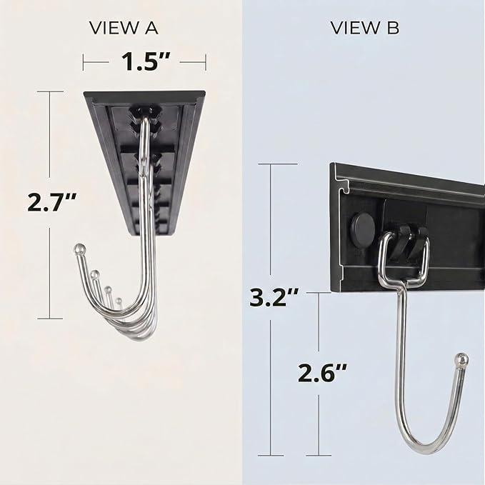 Cociat 2pcs Utensil Racks with 6 Hooks 11 Inch Mug Holder Under Cabinet Kitchen Utensil Holders Multifunctional (11 inch)