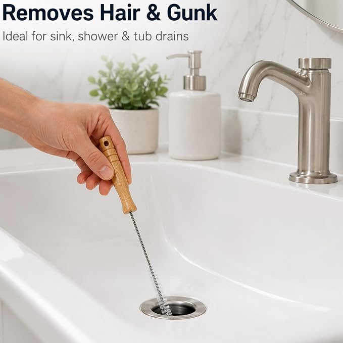 4 Pack Drain Cleaning Brush Set, Flexible Sink and Shower Drain Brush, Refrigerator Coil Radiator Brush, Thin Crevice Cleaning Brush for Bathroom, Kitchen, Vents and Tight Spaces