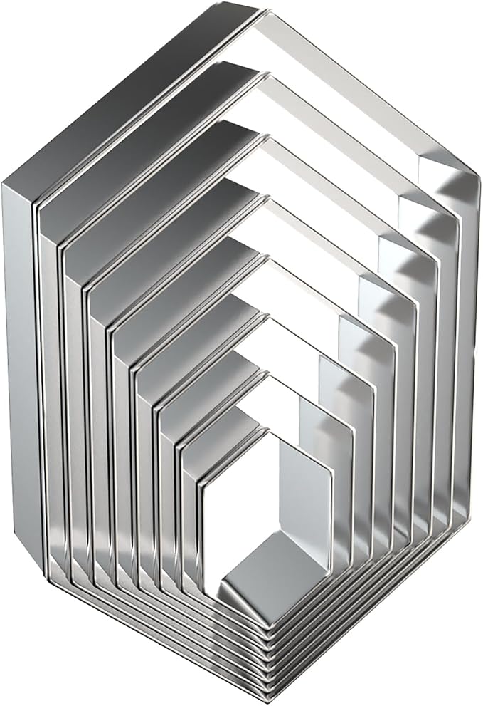 Hexagon Gem Cookie Cutter Set 8-Piece 1.5" to 5" by QAAQS