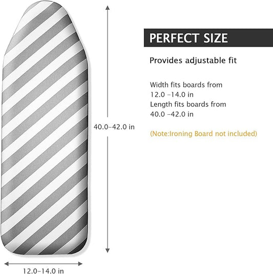 SheeChung Over The Door Ironing Board Cover 14x42 Inch,Thick Iron Covers with Fastener Straps & Pull Bungee Cord,Durable 3 Layers Scorch & Stain Resistant Padded Door Ironing Board Cover