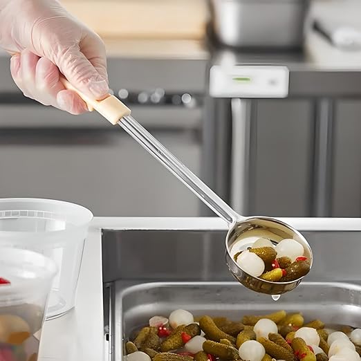 OCS Parts Pro Series 12-Piece Perforated and Solid Portion Spoons | Stainless Steel Color Coded Dishwasher Safe Kitchen Multipurpose Portion and Serving Spoons for Home and Commercial Kitchens