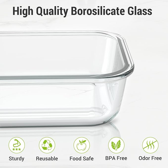 Dealusy 10 Sets (20-Piece) 36 oz & 12 oz Glass Food Storage Containers with lids, Airtight Leak-proof Glass Meal Prep Containers with Lids, Microwave Oven Freezer Dishwasher Safe, Purple