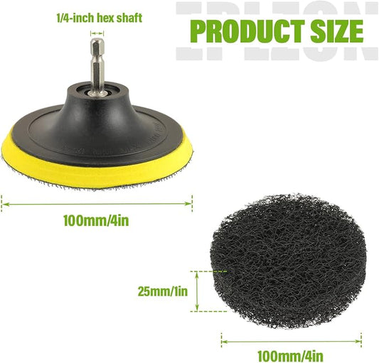 4 Inch Drill Brush Scrub Pads Cleaning Kit, 5X Faster Cleaning, Reusable Double Sided Scrub Pad for Bathroom Shower Tub Tile Grout Kitchen Toilet Hard Surfaces, 9 Pack(Black)