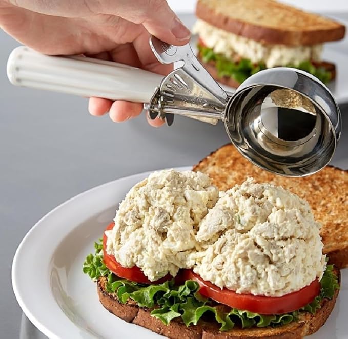 2Pack 3-3/4 OZ Ice Cream Portion Scoop with Trigger Release Food Disher with Ivory Handle #10 Food Portion Control Scoop Ice Cream Scooper Cookie Scooper for Baking