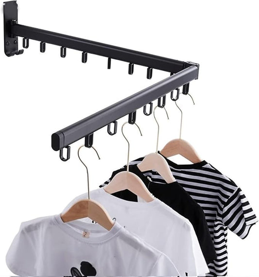 Pull Out Clothes Hanger Rail Rack - Clothes Airer - Clothes Drying Rack Wall Mounted with Space Saver Hangers Design Universal Folding Retractable for Balcony,Black-120cm