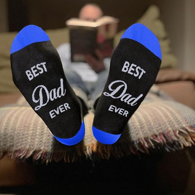 Fathers Day dad gifts christmas Birthday Best Dad Ever Funny Outdoor Hobby Sports Themed Novelty Socks Gift for Men