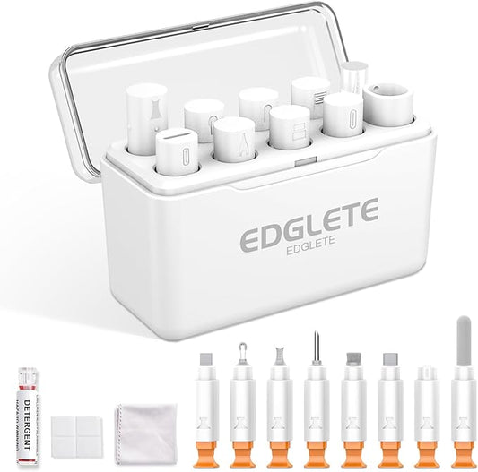 iPhone Cleaning Kit for Charging Port Phone USB C with Storage Case, White | Multi-Tool, Cleaner Kit for AirPod, iPhone Cleaner, Portable Repair Tool, for Lightning Charger Cable iPad Electronic Devices