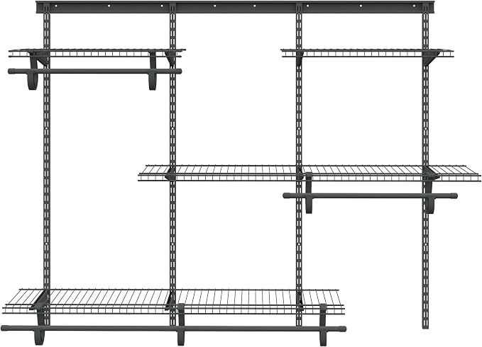 PROWORX 4-6 Ft. Expandable Closet Organizer System, Gray Custom Metal Wire Closet Shelving, Organizers and Storage Shelves Wall Mounted with Hanging Rods