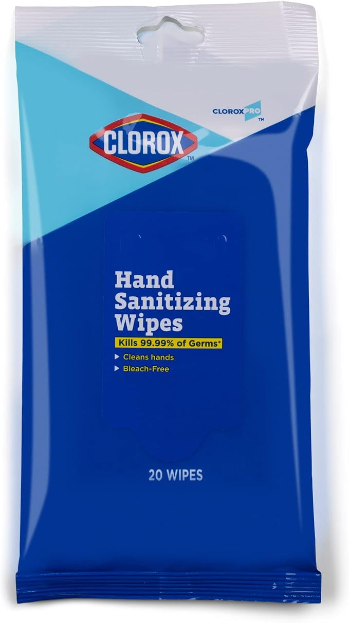 Clorox Pro Alcohol Free Hand Sanitizer Wipes with BZK, Gentle Bleach-Free Sanitizing Wipes for Hands - 0.13% BZK Formula, FDA Registered, Resealable Travel Pouch, 20 Count