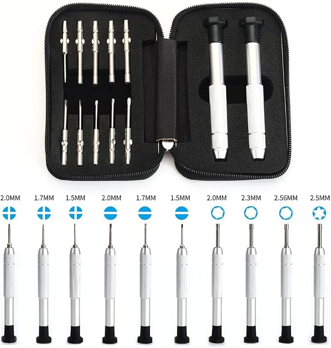 Precision Screwdriver Set, Eyeglass repair kit 10-style screwdrivers | with nose pads/4 in 1 portable screwdrivers/ear hook/tweezer for eyeglasses sunglass watch calculator (with 70-style screws)