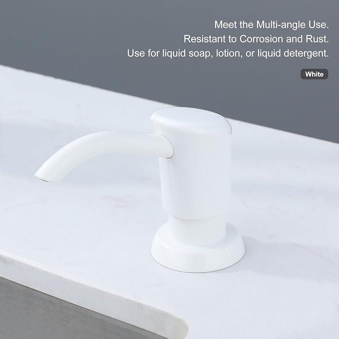 Soap Dispenser for Kitchen Sink, Kitchen Sink Soap Dispenser with 17 Ounce Large Pet Soap Bottle, in Sink Soap Dispenser Refill from The Top, White