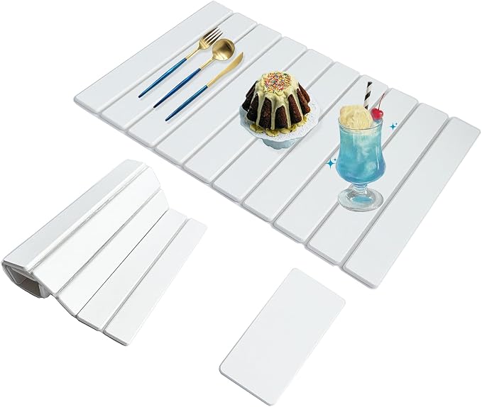 Large Stone Drying Mat for Kitchen Counter, 24"x16" Fast-Drying Super-Absorbent Diatomaceous Dish Drying Mat, Collapsible Dish Drying Stone for Dishes, Bottles, Cups, Any Countertop