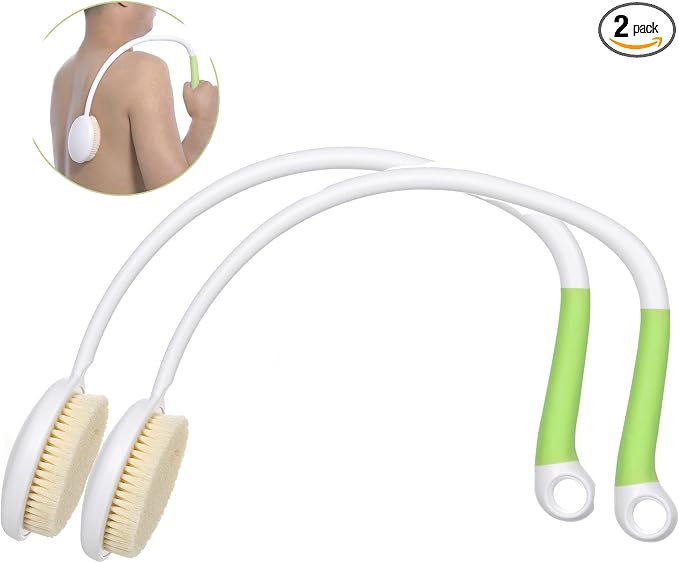 Fanwer 2 Pack Back Scrubber for Shower with Long Handle, 27.5" Long Handle Back Bath Brush for Elderly, Disabled, Limited Mobility, Post-Surgery, Frozen Shoulder,Arthritis,Men and Women