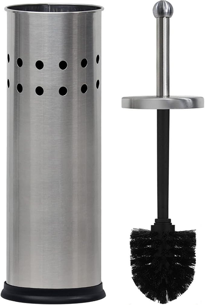 Blue Donuts Toilet Brush with Stainless Steel Holder, Toilet Bowl Cleaner Brush and Holder, Cleaning Brush Holder, Chrome