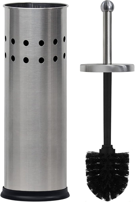 Blue Donuts Toilet Brush with Stainless Steel Holder, Toilet Bowl Cleaner Brush and Holder, Cleaning Brush Holder, Chrome