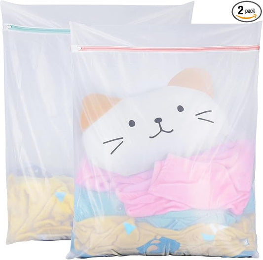 Tenn Well 2Pk 35x27" Large Mesh Laundry Bags Fine Net Washable for Blankets | Fine net washable bags for delicates, comforters, bedding, clothing, toys, pet items